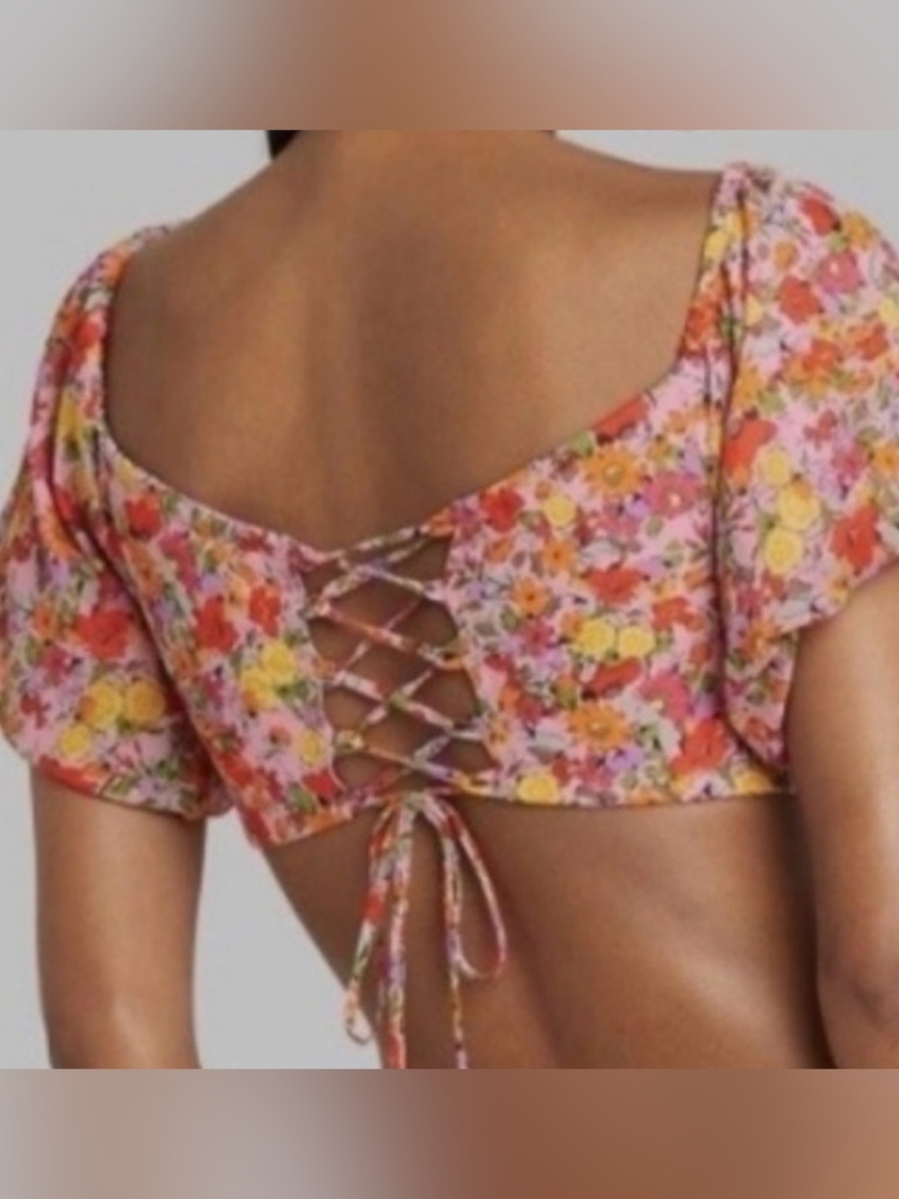 Wild Fable set of two Floral Puff-Sleeve Crop Tops - Picture 7 of 10